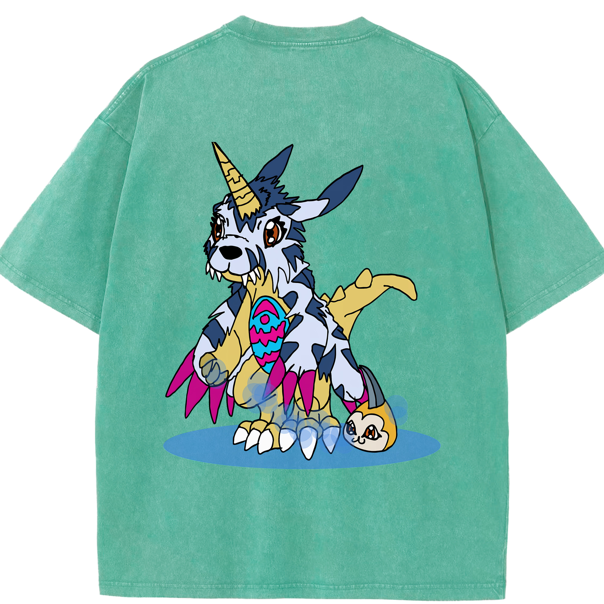 （画像用） Digimon デジタルモンスター/デジモン 綿100% ヴィンテージ風 半袖Tシャツ（背面プリント）